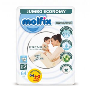 Molfix Premium Rash Guard Diapers Size 2 Mini (3–6 kg) - 64+4 Free (68 Pcs)